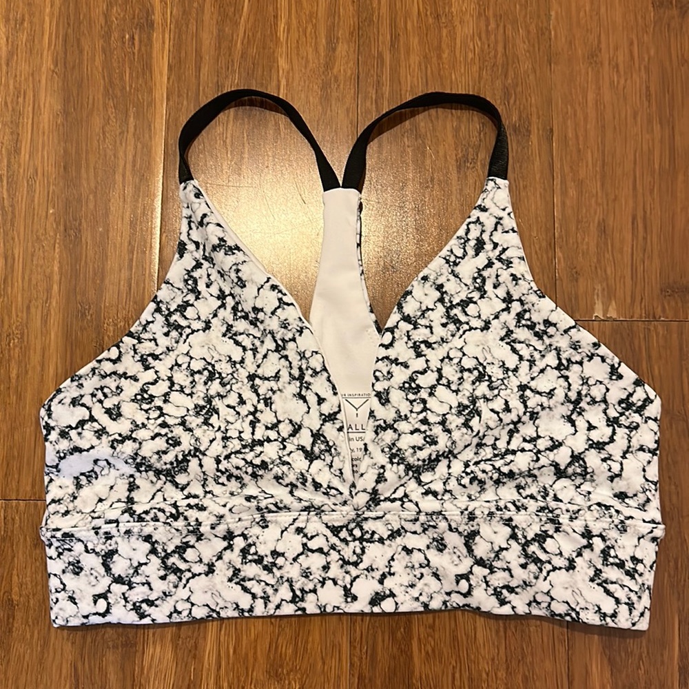 DYI Sports bra - black and white marble - size Small